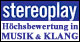 Stereoplay "Höchstbewertung in Musik & Klang